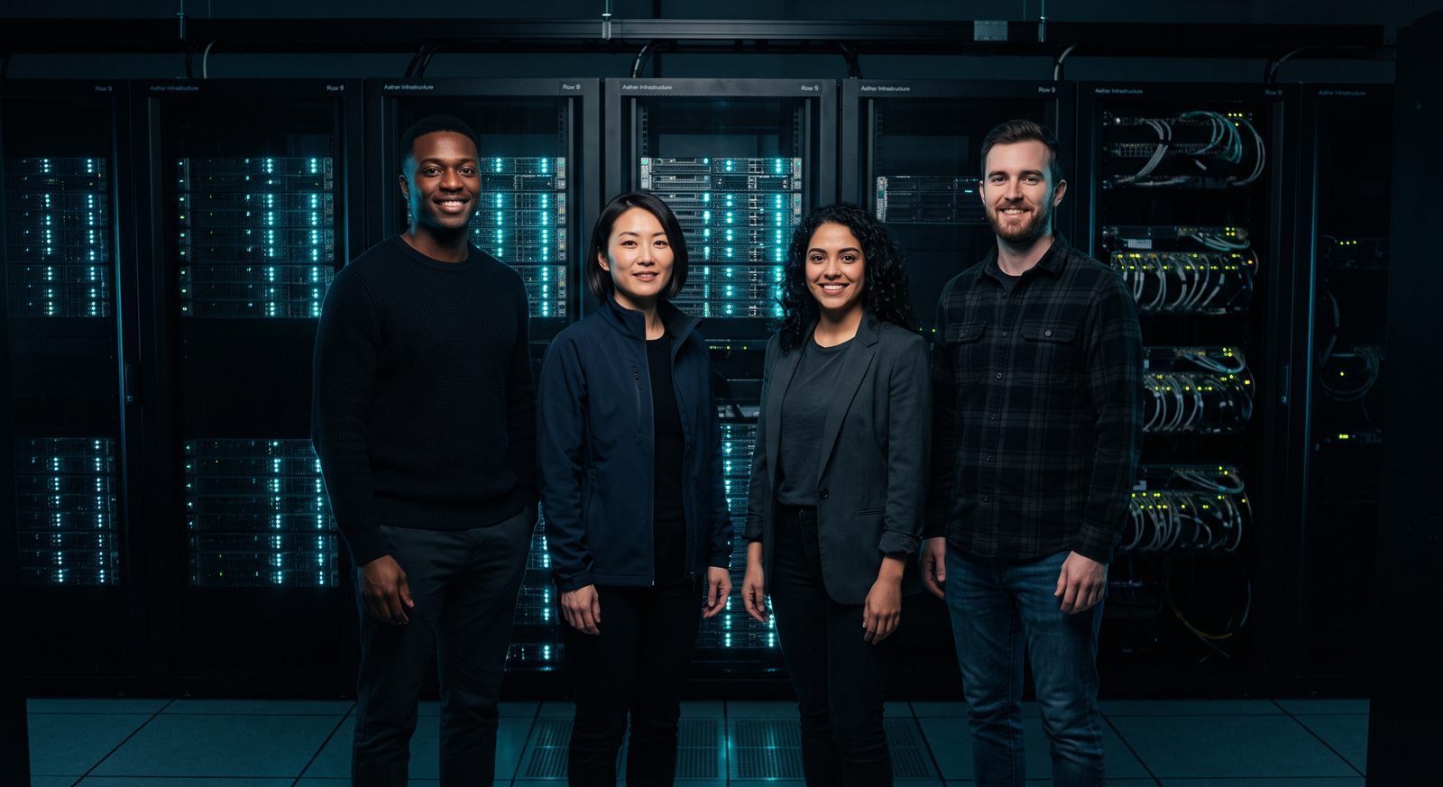 The IM Host team in the server room