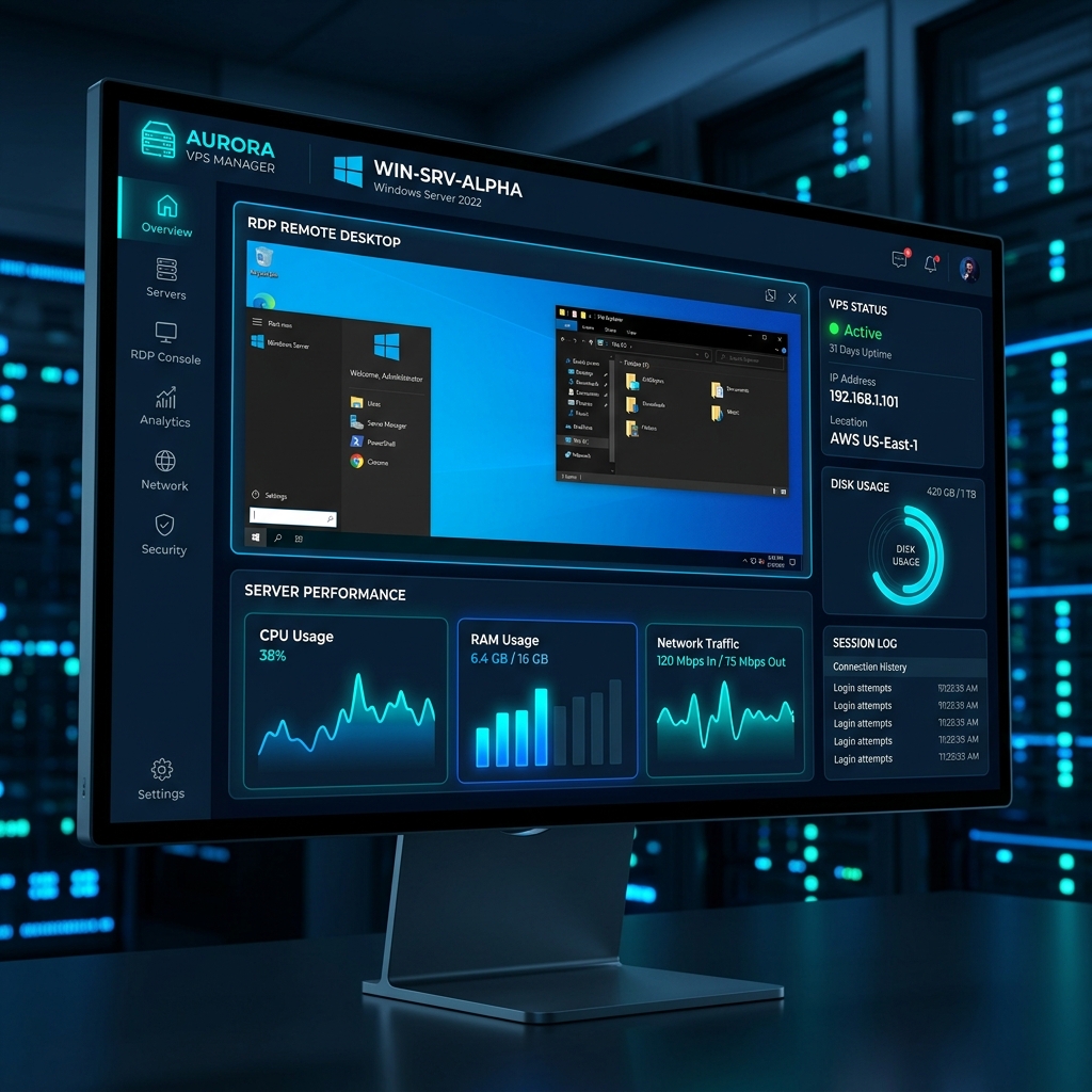Cloud VPS infrastructure dashboard